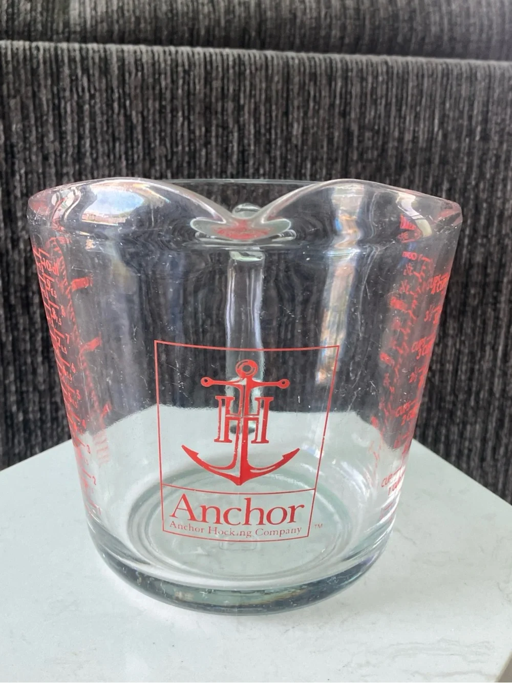 Vintage Anchor Hocking Glass 4 Cup, 1 Quart, 1 Liter Glass Measuring Cup #499